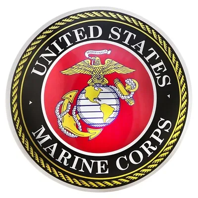 US Marine Corps Tin Metal Round Dome Button Sign USMC Emblem Home Bar Wall Decor • $27.98