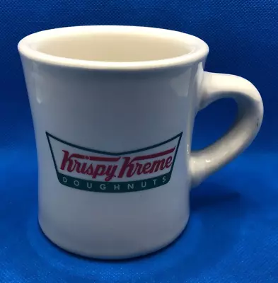 White KRISPY KREME Doughnuts 8 Oz Coffee Mug Cup Heavy RETRO Diner Style Vintage • $19.95