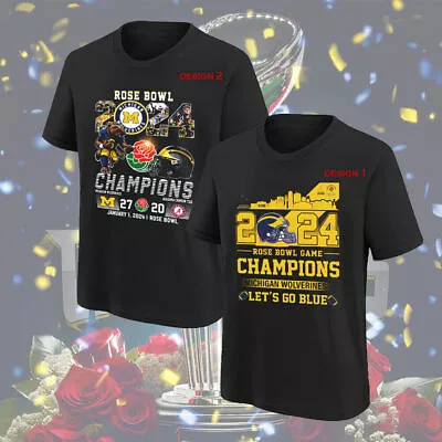 SALE OFF! Michigan Wolverines Rose Bowl Champions 2024 Beats Alabama 27-20 Shirt • $22.99