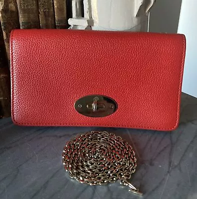 Mulberry Bayswater Clutch Wallet Red Small Classic Grain Leather Gold HW • $125