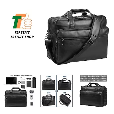 Leather Laptop Bag Men's 15.6 Inche 17.3 Inche Messenger Briefcase Business ... • $55.99