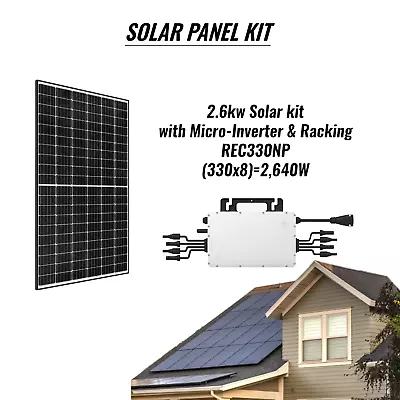 $3450 • Buy 2.6KW DIY Solar Grid-Tie Kit-With Micro-Inverter & Racking System