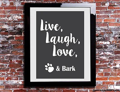 £4.99 • Buy Live Laugh Love Bark Dog Print Gift Present Keepsake Canvas Family