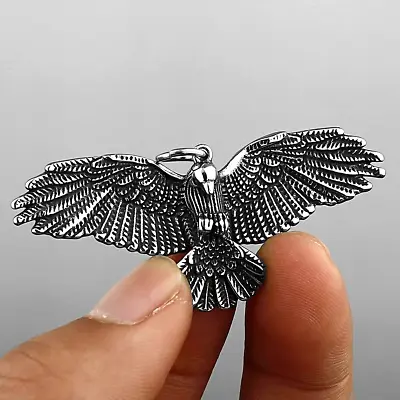 Men's Punk Winged Bald American Eagle Pendant Necklace Stainless Steel Chain 24  • $11.99