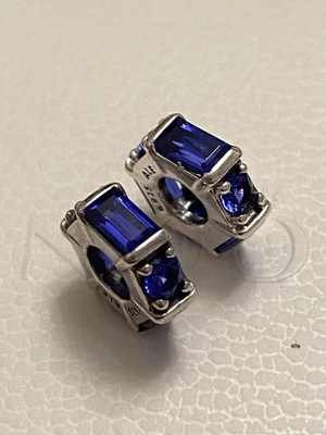 $36.96 • Buy Pandora 2 X Blue Stone Spacer Charms ALE S925