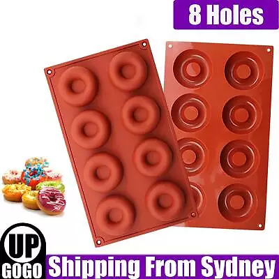 8 Holes Donut Silicone Mould Doughnut Chocolate Pan Tray Mold Baking Cake Brown • $5.42