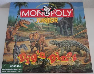 Vintage Monopoly Junior Dig 'n Dinos Dinosaur Game By Parker Bros. 1998 Complete • $12.99