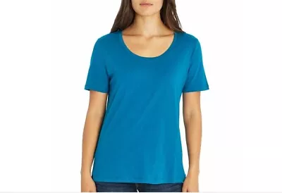 Eddie Bauer Women's Short Sleeve Scoop Tee Peacock Blue Msrp $25 • $9.99