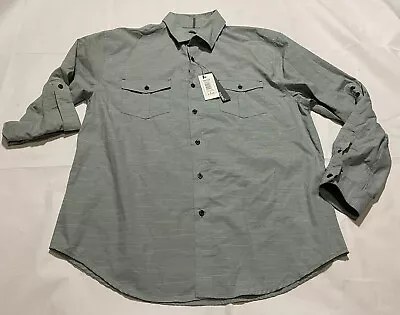 Bruno Men’s Button Up Shirt Pockets Roll Up Sleeve Sz Large - NWT • $11.90