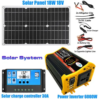 6000W Power Inverter 300W Solar Panel Controller Caravan Boat Camping 12V 110V • £105.23