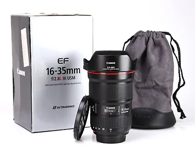 Canon EF 16-35mm F2.8 L USM III Wide Angle Lens Boxed EOS DSLRs F & R Cap & Hood • £949.99