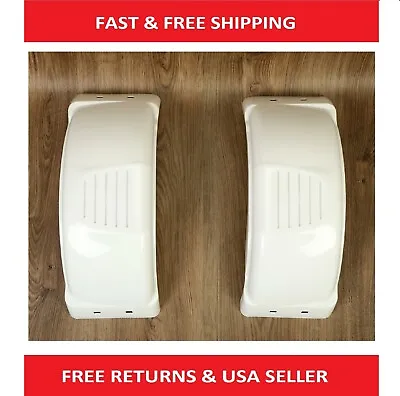 Set Of 2 White Single Axle Trailer Fenders For 8 -12  Wheels Top Step Skirt Boat • $61.69