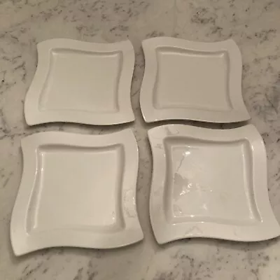 Set 4 Villeroy & Boch Germany White Caffe New Wave Salad Or Lunch Plates 9 X 9 • $69.99