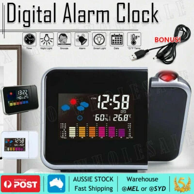 $12.99 • Buy Projection Alarm Clock Smart Digital LED Temperature Time Projector LCD Display