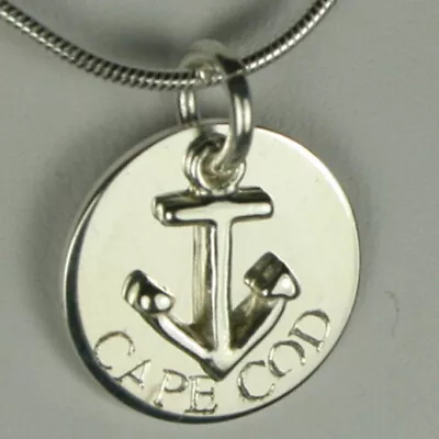 Anchor On Cape Cod Sterling Silver Disk PENDANT ONLY No Necklace • $14