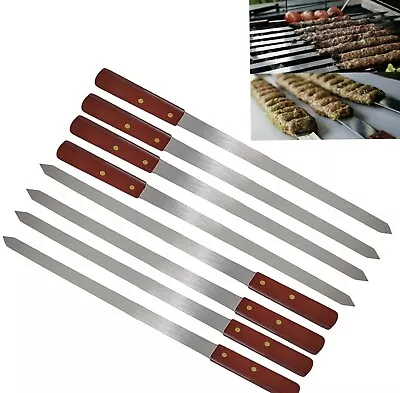 Large Barbecue Skewers Flat Extra Wide Kebab Shish BBQ Heavy Duty Strong Grill • £21.99