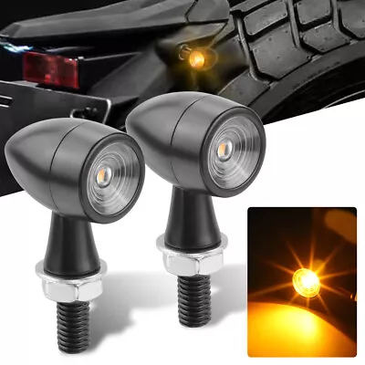 $13.98 • Buy Mini LED Motorcycle Bullet Turn Signals Blinker Light Indicator Amber Lamp Black