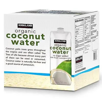 Kirkland Signature Organic Coconut Water Palm Tree No Sugar Carton Pack 9x1Litre • £29.99