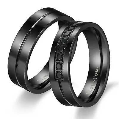 2pcs His & Her I Love You Couple's Matching Promise Ring Wedding Band Men Women • £14.99