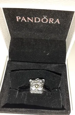 Double Teddy Bear With Gold Heart Pandora 925 14k Ct Gold. Vintage Genuine • £35