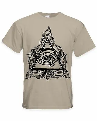 All Seeing Eye In A Triangle Illuminati Large Print Men's T-Shirt - NWO Pagan • £12.95