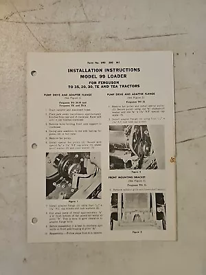 Vintage 1962 Massey Ferguson Model 99 Loader Installation Instructions  • $12.95