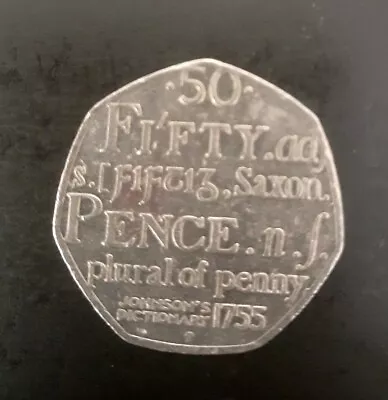 Rare 50p Fifty Pence Coin Johnson's Dictionary 1755 Saxon Plural Of Penny 2005 • £1299