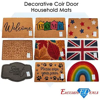 £8.95 • Buy Door Mat Doormats Non Slip Natural Coir Welcome Indoor Outdoor Home Backdoor Mat