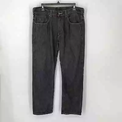 Levi's 569 Men's Relaxed Fit Straight Leg Black Jeans Sz 33 Back Flap Pockets • $29.74