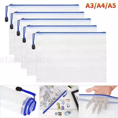 A3 A4 A5 Waterproof Document Wallets Files Folder Zip Bags Pouch Office • £15.48