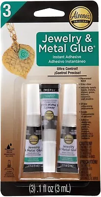 Aleene's 3 JEWELRY & METAL GLUE CLEAR Instant Adhesive ULTRA CONTROL WATER PROOF • $9.99