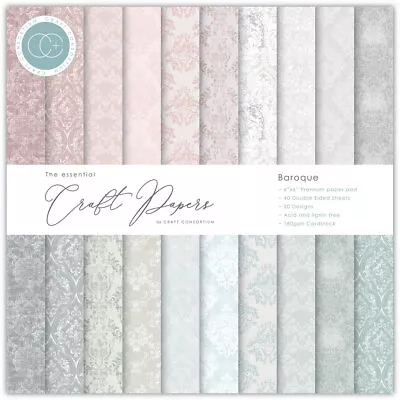 Craft Consortium Baroque Damask Shabby Chic 15cm Paper Pad Birthday Card Making • £7.75