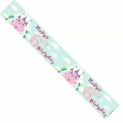 6TH BIRTHDAY BANNER - PRINCESS PALACE Age 6 Six PARTY DECORATION Children's Girl • £2.49