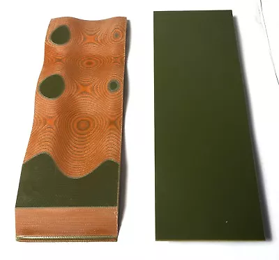 2 Pcs. OD GREEN / SAFETY ORANGE LAYERED .250 G10  KNIFE HANDLE 6 X2  SCALES  • $12.99