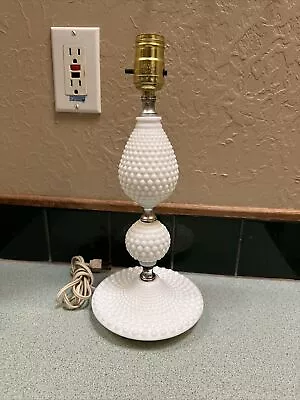 Vintage Hobnail Milk Glass Boudoir Night Light Table Lamp 14” Tall • $27.95