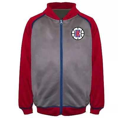 NBA Los Angeles Clippers Poly Fleece Raglan Track Jacket Charcoal/Red 3X • $34.33