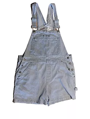 Vtg Bill Blass Womens L Overall Shorts Carpenter Shortalls Denim Bibs Pin Stripe • $34.99