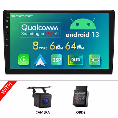 CAM+OBD+10.1  2 DIN 8Core 6+64 Android 13 Tablet Car Stereo GPS Navi CarPlay DSP • $304.29