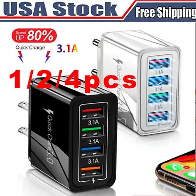 4 Port Fast Quick Charge QC 3.0 USB Hub Wall Home Charger Power Adapter Plug US • $10.99