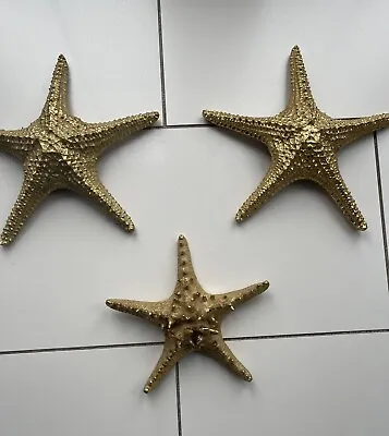 Three Gold Starfish Ceramic Ornament. Immaculate Good For Your Home/holiday • £14.99