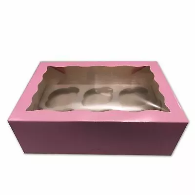 Cupcake Boxes 6 Hole 10 Pk Window Cake Boxes Cake Boards Baby Pink AU STOCK • $17
