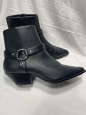 ASOS Womens J Rebel Ankle Boots Black Faux Leather Vegan Size US 8 Eu 39 • $39