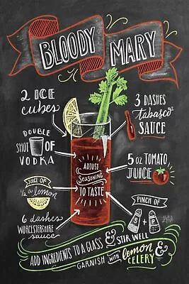 Cocktail Recipe Bloody Mary Vintage Retro Style Metal Sign Chalkboard Pub Bar • £4.99