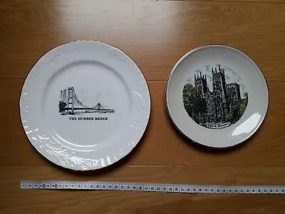 £3.50 • Buy Pair Yorkshire Souvenir Plates - The Humber Bridge & York Minster Pin Dish
