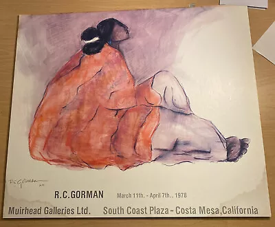 R.C. Gorman Seated Woman On Illustration Board 1978 Gallery Print Signed Auto • $145