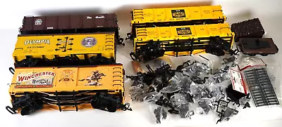 Lot Of G Scale Train Cars 3x Gondolas Winchester & Olympia Beer Box Cars ++ #F12 • $318.99