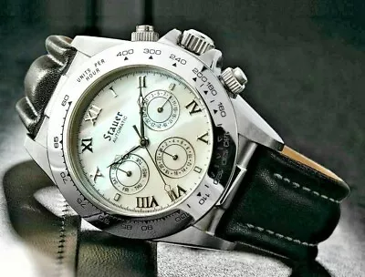 £139.99 • Buy Men's Stauer Monaco Leather Band Designer Timepiece Precision Automatic Movement