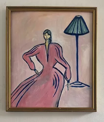 Original Mid Century Modernist Abstract Style Figurative Oil On Board Painting • £10.50