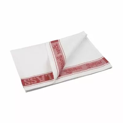 Vogue Red Border Glass Cloth Cleaning Polishes Linen Tea Towels Drying Kitchen • £8.35