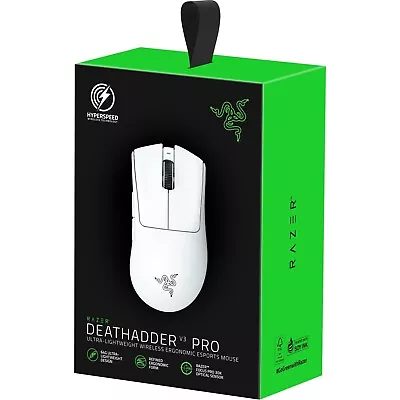 RAZER ULTA HIGH-TECH WIRELESS GAMING MOUSE DeathAdder V3 Pro - White (280RRP) • $190